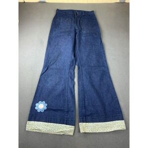 Surplus by UFO Utility Trousers Mens 30R Blue Denim Wide Leg Floral Daisy 80s